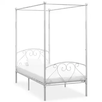 ManoMano Bett Himmelbett-Gestell - Jugendbett Bettgestell Weiß Metall 120 x 200 cm BV896186 - BonneVie Angebot