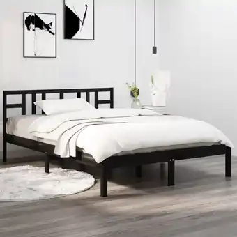 ManoMano Maisonchic - Massivholzbett Doppelbett Bett für Schlafzimmer Schwarz 160x200 cm DE19841 - Schwarz Angebot