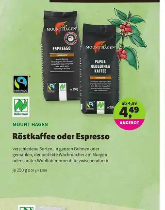 Biomarkt Naturland Mount Hagen Röstkaffee Oder Espresso Angebot