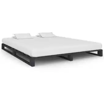 ManoMano Palettenbett Doppelbett Bett für Schlafzimmer Grau Massivholz Kiefer 160×200 cm DE89264 - Grau Angebot