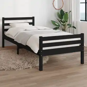 ManoMano Massivholzbett Einzelbett Bett für Schlafzimmer Schwarz 100x200 cm DE25300 - Schwarz Angebot