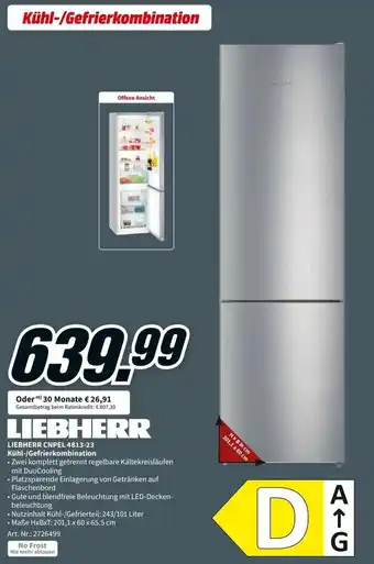 MediaMarkt Liebherr CNPEL 4813-23 Kühl/Gefrierkombination Angebot
