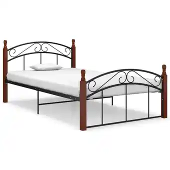 ManoMano Bettgestell，Schlafzimmerbett Schwarz Metall und Massivholz Eiche 120x200 cm vidaXL Angebot