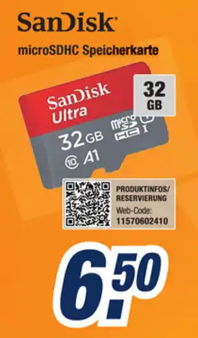 Expert Bening SanDisk microSDHC Speicherkarte Angebot