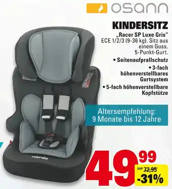 Marktkauf Osann Kindersitz Racer SP Luxe Gris Angebot