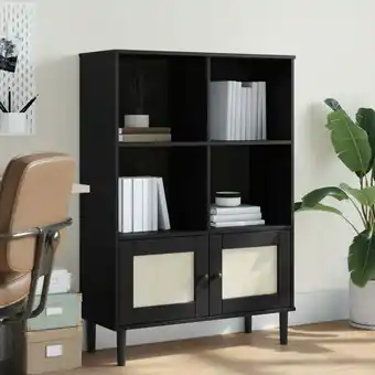 ManoMano Bonnevie - Bücherschrank senja Rattan-Look Schwarz 90x35x130cm Kiefernholz vidaXL68195 Angebot