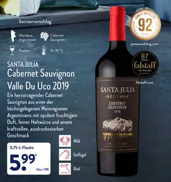 Aldi Nord Santa Julia Cabernet Sauvignon Valle Du Uco 2019 Angebot