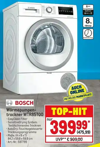 METRO Bosch Wärmepumpentrockner WTR85T00 Angebot