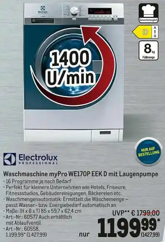 METRO Electrolux Waschmaschine myPro WE170P EEK D mit Laugenpumpe Angebot