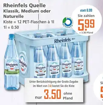 Klaas und Kock Rheinfels Quelle Klassik, Medium oder Naturelle 12x1L Angebot