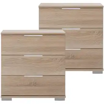 ManoMano Lomadox - Schlafzimmer 2er Set Nachttisch Nachtschrank, auch für Boxspringbetten geeignet, in Eiche sägerau Nb. ELSTRA-43, b/ Angebot