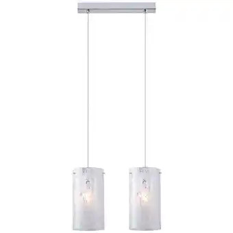 ManoMano Rico - Moderne hängende Pendelleuchte Chrome 2 Light mit Stoffschirm, E27 - Italux Angebot