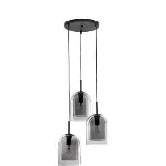 ManoMano Merano - Jurupa 3-Licht-Cluster-Pendel-Deckenleuchte Rauchglas Schwarzes Kabel Schwarzer Metallfuß led E27 Angebot