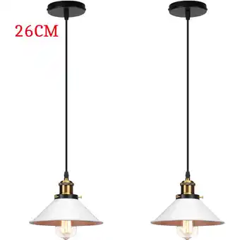 ManoMano Pendelleuchte Edison Hängelampe mit Ø26cm Regenschirm Lampenschirm Eisen Art Lampe für Loft Esszimmer Wohnzimmer Weiß 2PCS Angebot