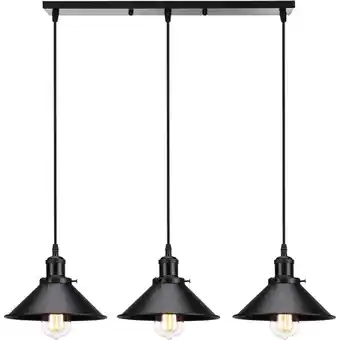 ManoMano Pendelleuchte Alles Schwarz 3 Flammig Kronleuchter Industrielle Stil Hängelampe mit Ø22cm Metall Lampenschirm Regenschirm Edi Angebot