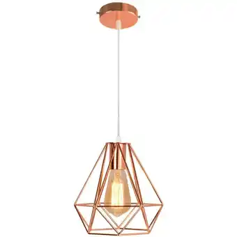 ManoMano Pendelleuchte Vintage, Metall Kronleuchter im Retro Look, Diamant Hängelampe mit Ø20cm Käfig E27 Fassung Roségold 1PCS Angebot