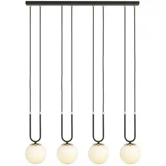 ManoMano Emibig Lighting - Emibig glam Schwarze Globe Bar Pendel-Deckenleuchte mit weißen Glasschirmen, 4x E14 Angebot