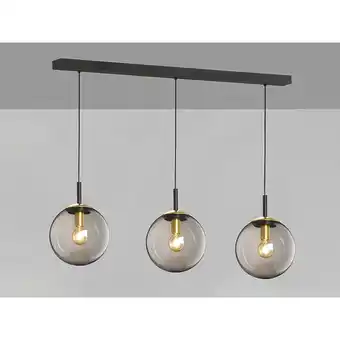 ManoMano Fischer&honsel - Pendelleuchte dini 3flammig Rauchglas Schwarz mit Messing - 115cm lang Angebot