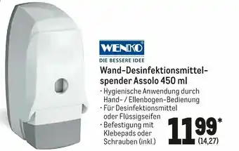 METRO Wenko Wand Desinfektionsmittelspender Assolo 450ml Angebot