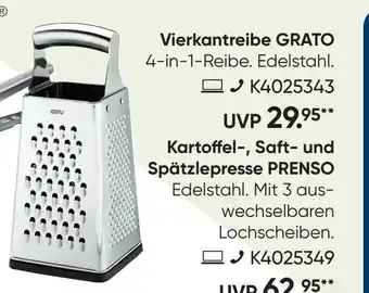 Galeria GEFU Vierkantreibe GRATO Angebot