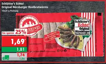 L. STROETMANN GROSSMARKT Schlütter's  Echte! Original Nürnberger Rostbratwürste 10x20g Angebot