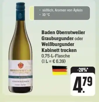 Schmidt's Märkte Baden Oberrotweiler Grauburgunder oder Weißburgunder Kabinett trocken 0,75-L-Flasche Angebot