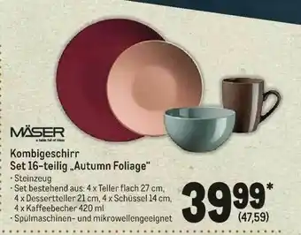 METRO Mäser Kombigeschirr Set 16-teilig „autumn Foliage” Angebot