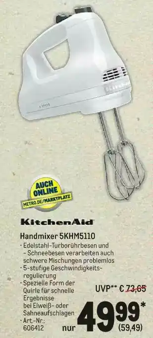 METRO Kitchenaid Handmixer 5KHM5110 Angebot