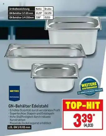 METRO Gn-behalter Edelstahl Angebot