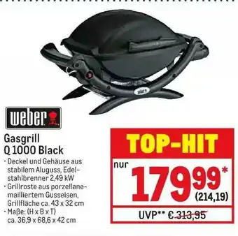 METRO Weber Gasgrill Q 1000 Black Angebot