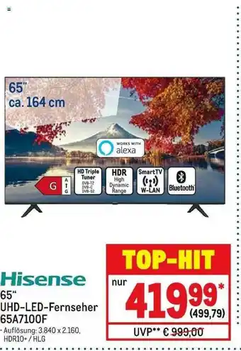 METRO Hisense 65'' Uhd-led Fernseher 65A7100F Angebot