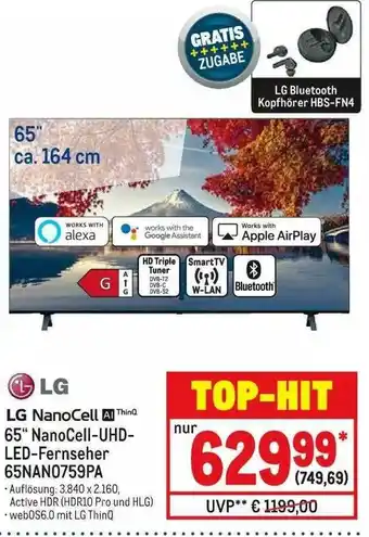 METRO Lg Nanocell 65” Nanocell Uhd Led Fernseher 65NAN0759PA Angebot