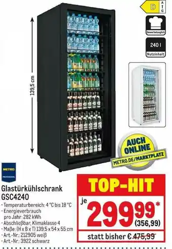 METRO Metro Glastürkühlschrank Gsc4240 Angebot