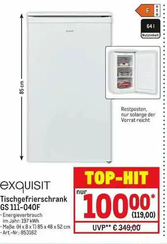 METRO Exquisit Tischgefrierschrank Gs 111-040f Angebot