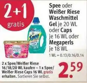 Rossmann Spee Oder Weißer Riese Waschmittel Gel Oder Caps Oder Megaperls Angebot