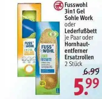 Rossmann Fusswohl 3in1 Gel Sohle Work Oder Lederfußbett Oder Hornhautentferner Ersatzrollen Angebot