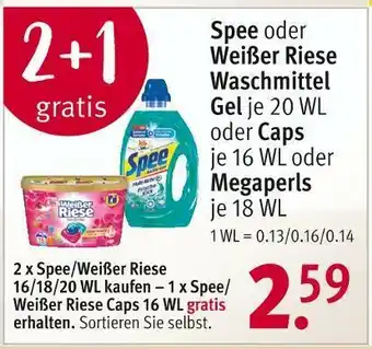 Rossmann Spee oder weißer riese waschmittel gel oder caps oder megaperls Angebot