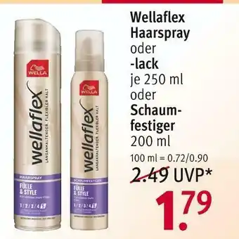 Rossmann Wellaflex haarspray oder -lack oder schaumfestiger Angebot