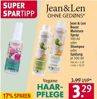 Rossmann Jean & len boost moisture spray oder shampoo oder spülung Angebot