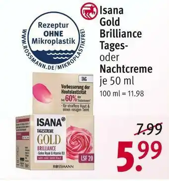 Rossmann Isana gold brilliance tages- oder nachtcreme Angebot