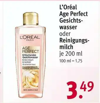 Rossmann L’oréal age perfect gesichtswasser oder reinigungsmilch Angebot