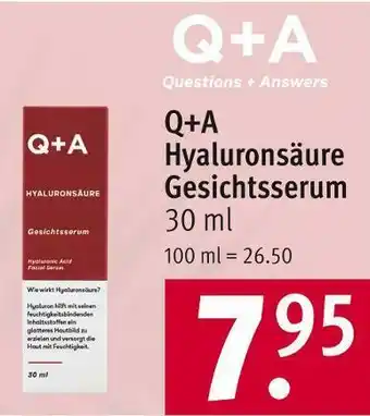 Rossmann Q+a hyaluronsäure gesichtsserum Angebot