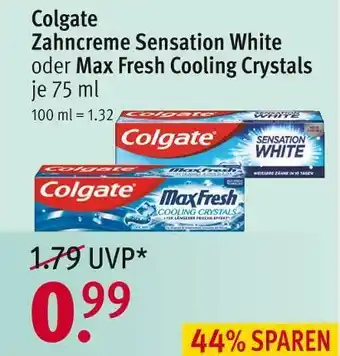 Rossmann Colgate zahncreme sensation white oser oder max fresh cooling crystals Angebot