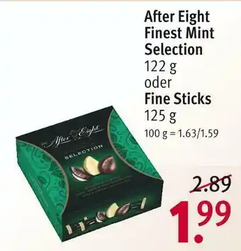 Rossmann After eight finest mint selection oder fine sticks schokolade Angebot