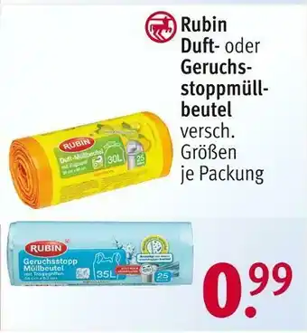 Rossmann Rubin duft- oder geruchsstoppmüllbeutel Angebot