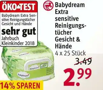 Rossmann Babydream extra sensitive reinigungstücher gesicht & hände Angebot