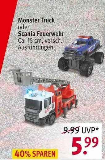 Rossmann Dickie monster truck oder scania feuerwehr Angebot