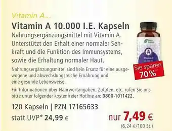 Apotal Vitamin A 10.000 I.e. Kapseln Angebot