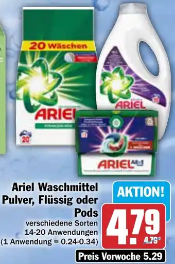 AEZ Ariel Waschmittel Pulver, Flüssig oder Pods 14-20 Anwendungen Angebot