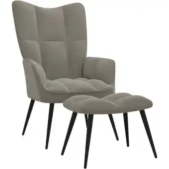 ManoMano Bonnevie - Relaxsessel mit Hocker Hellgrau Samt vidaXL77582 Angebot